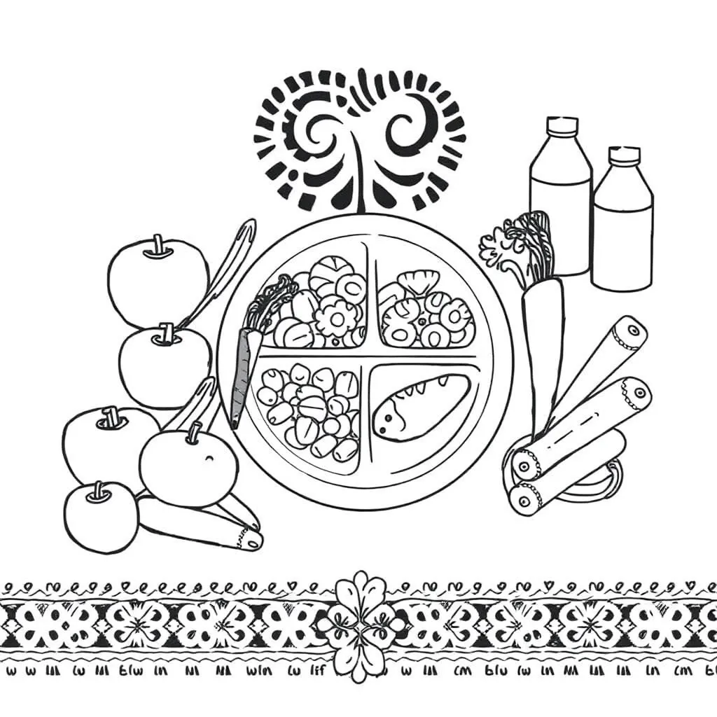 Healthy foods and nutrition illustration