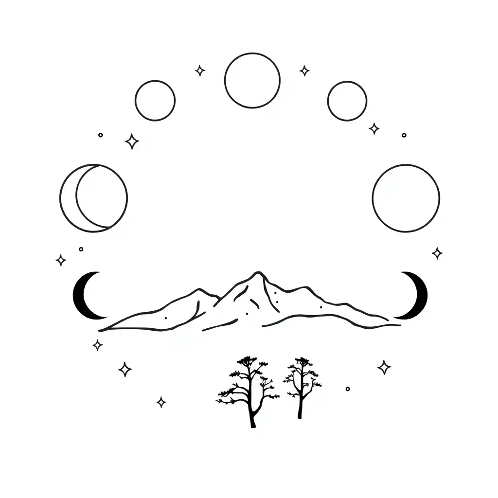 Moon phases diagram showing Earth, Sun and Moon positions
