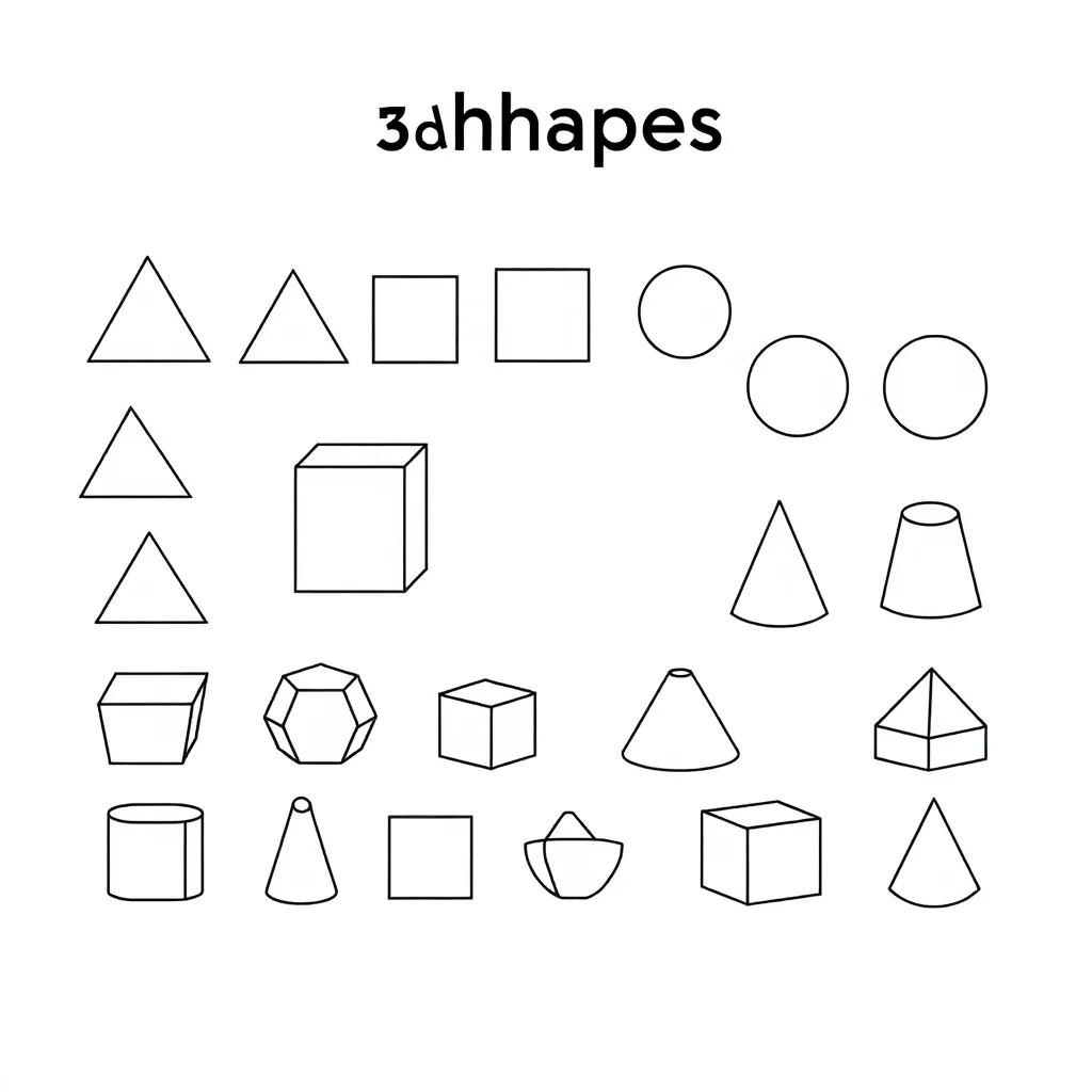 Various 2D and 3D shapes illustration