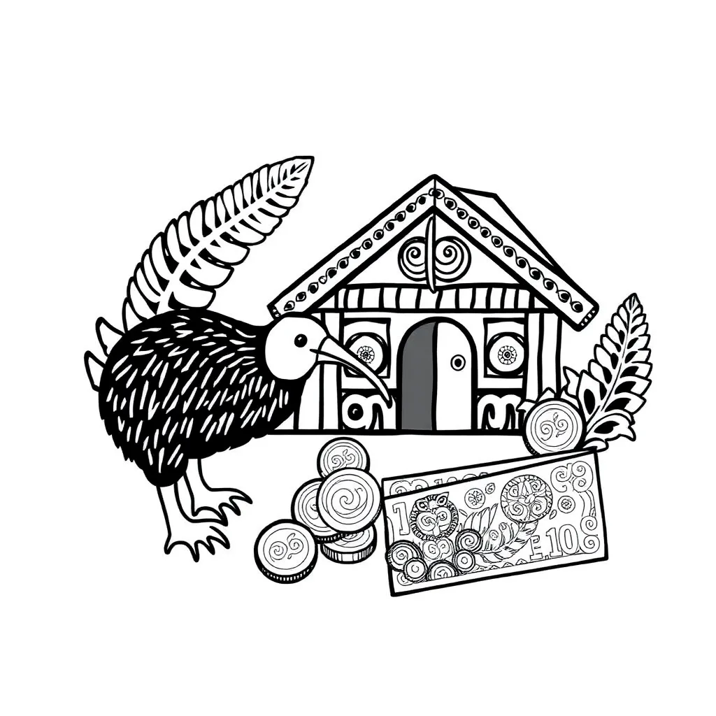 New Zealand money and budgeting illustration