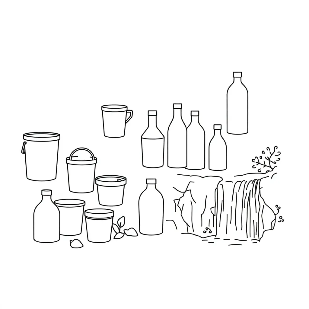 Various containers showing capacity measurements