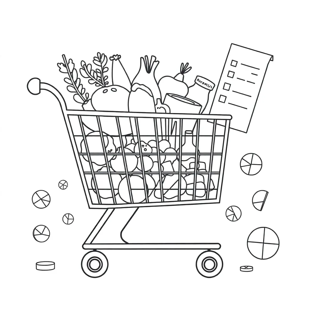 Shopping and mathematics illustration