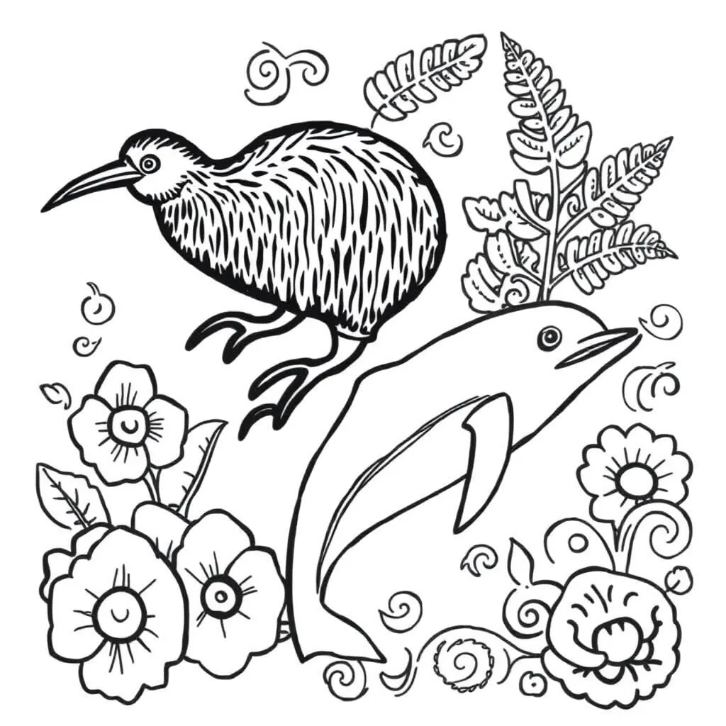 New Zealand animals illustration