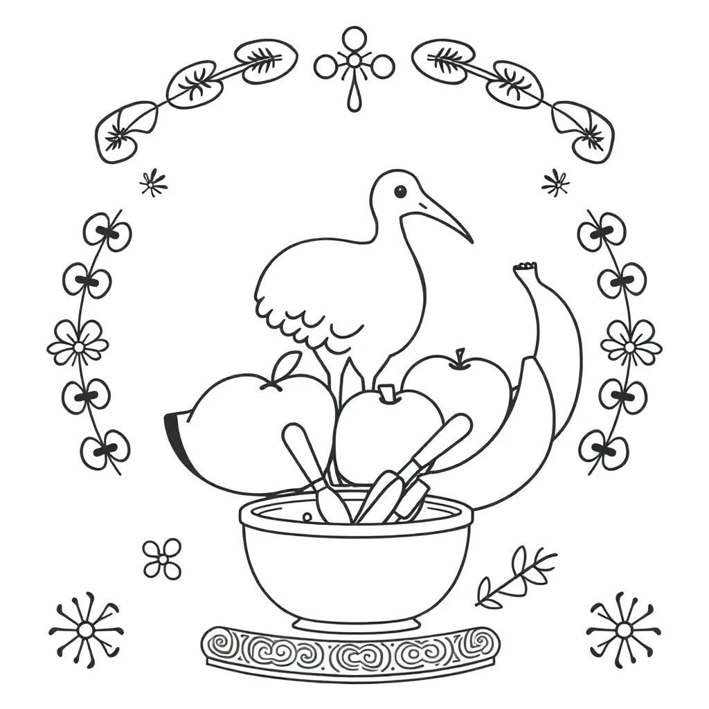 Traditional Māori cooking illustration