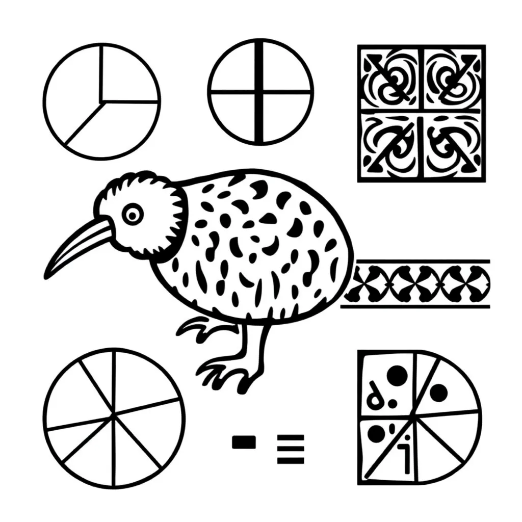 Mathematical symbols and fractions illustration