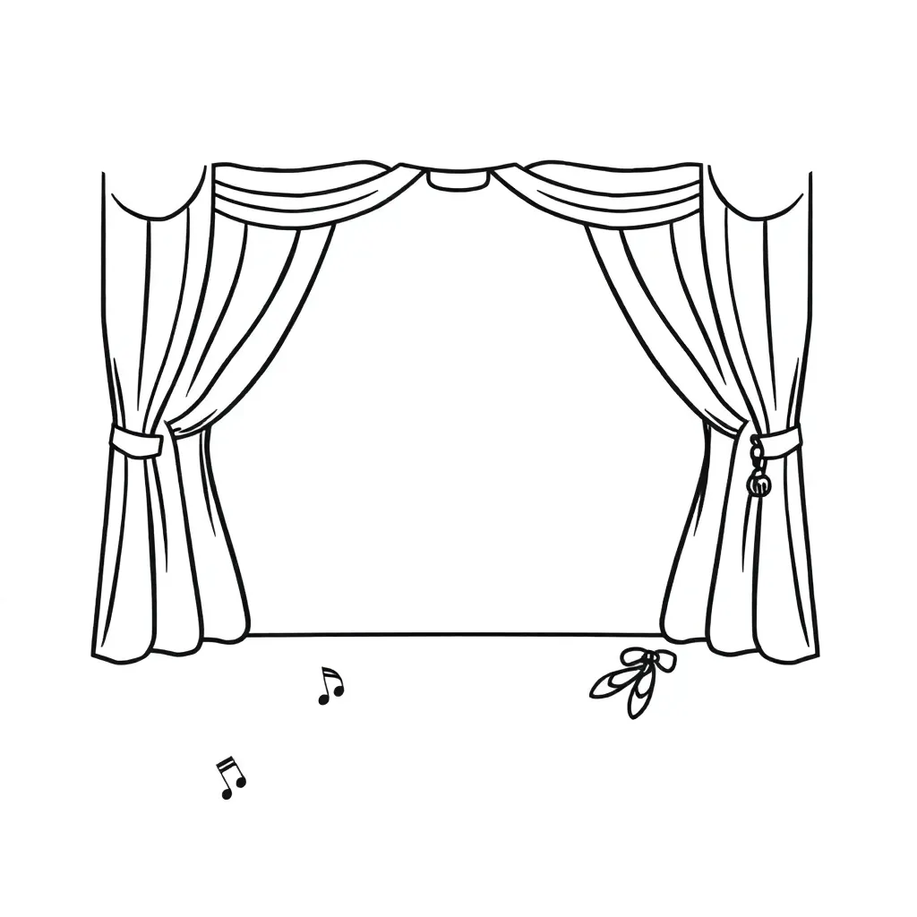 Theatre masks and stage illustration
