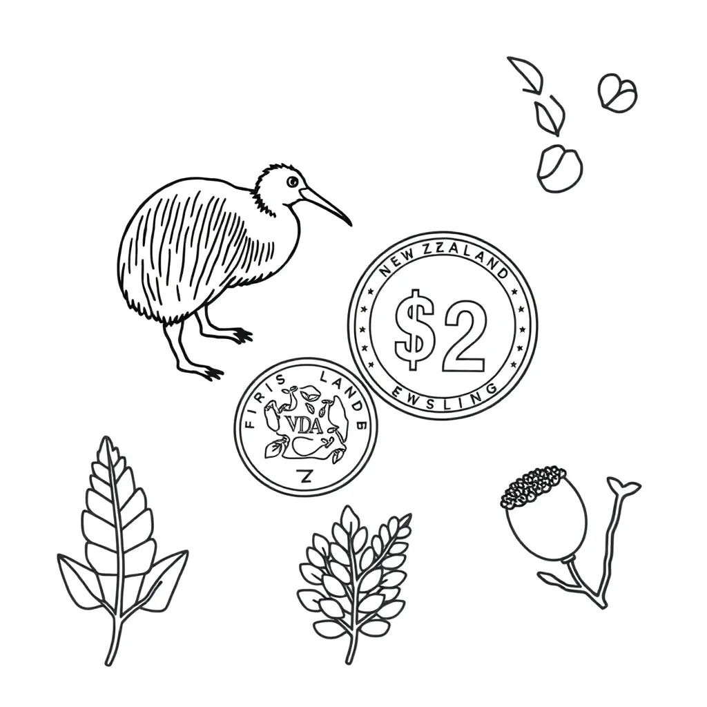 New Zealand coins illustration