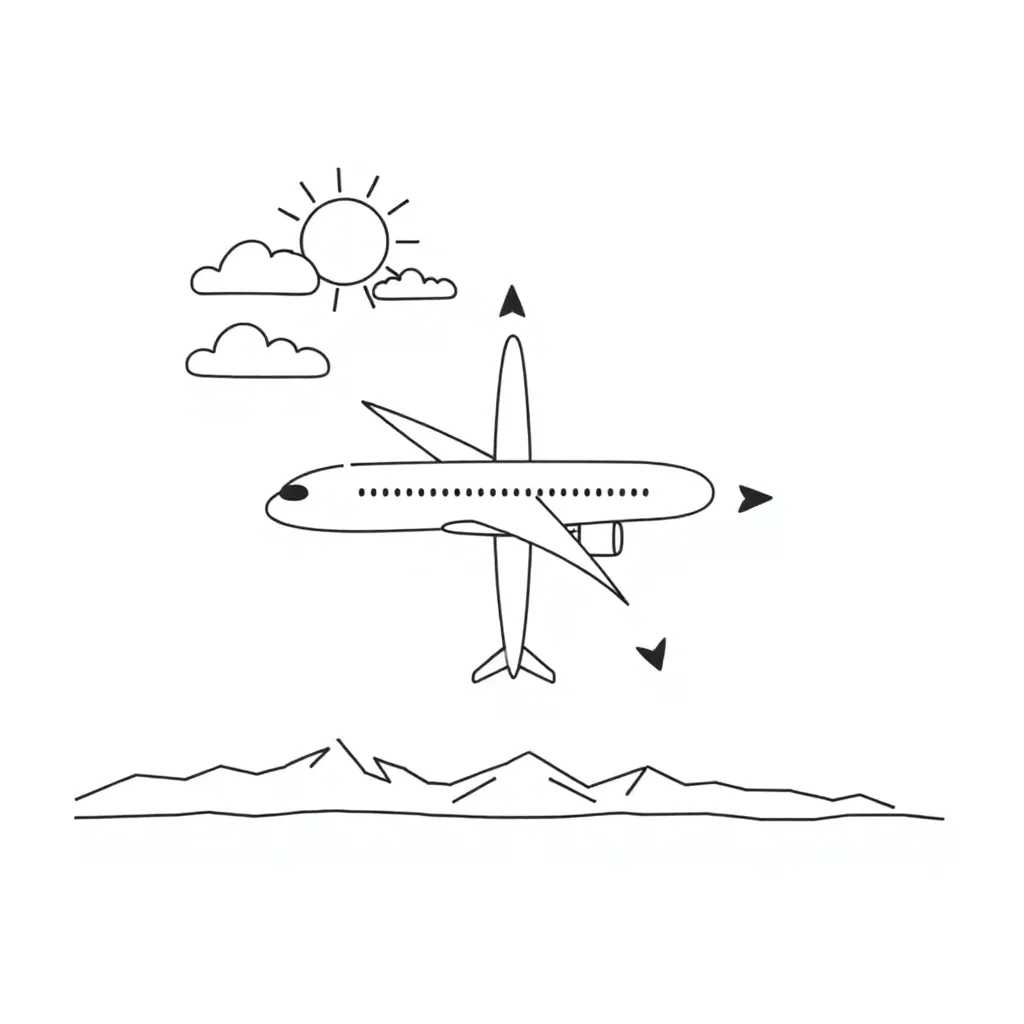 Airplane flying through clouds