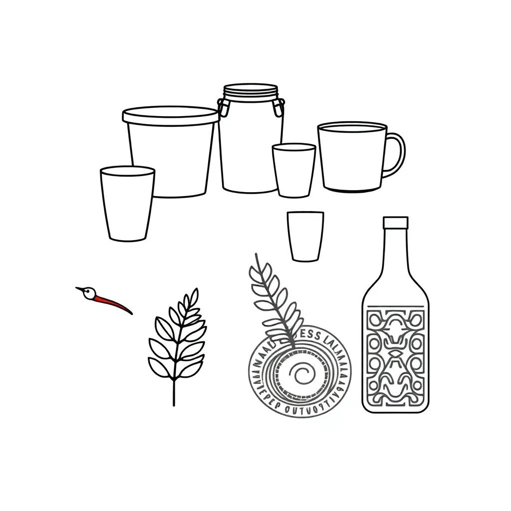 Containers and measuring cups illustration