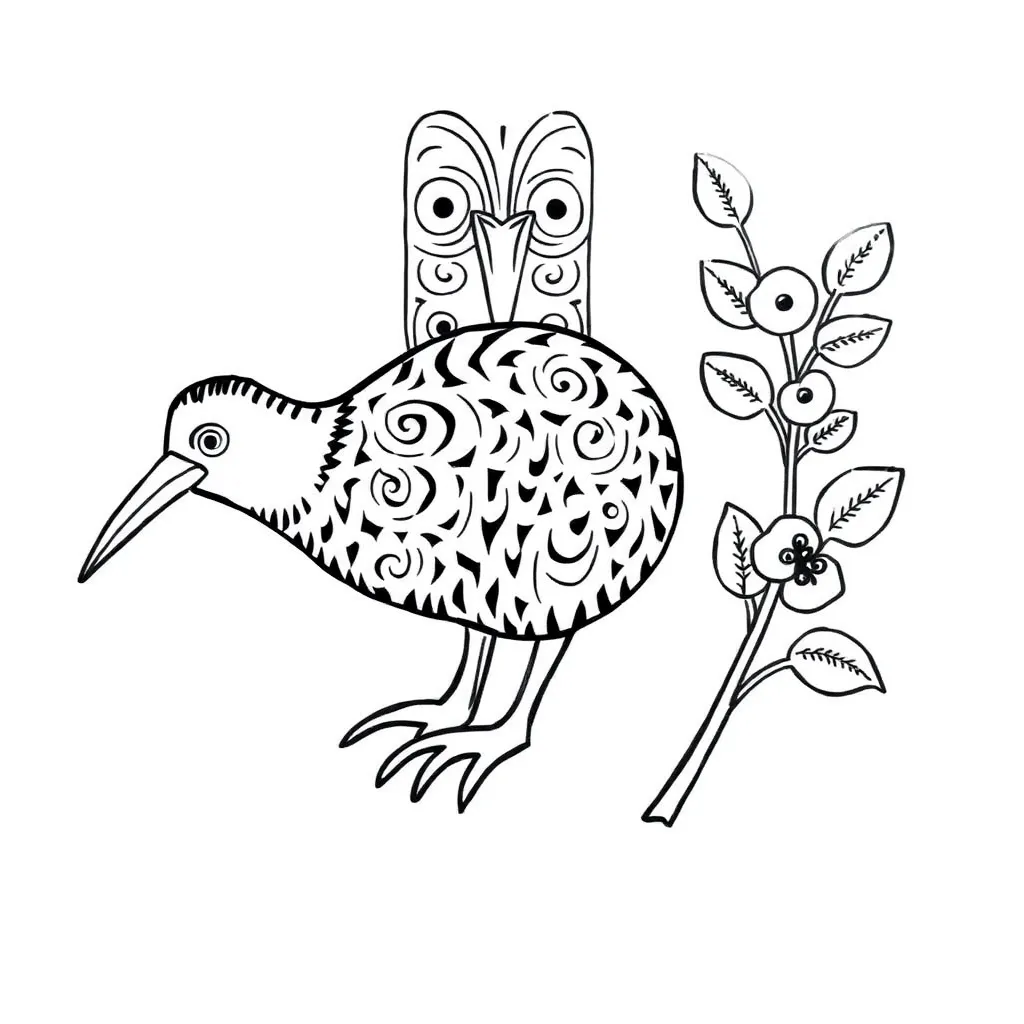 Māori cultural symbols and kiwaha illustrations