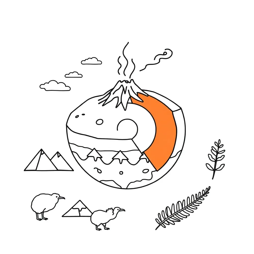 Earth's layers diagram with volcanic activity