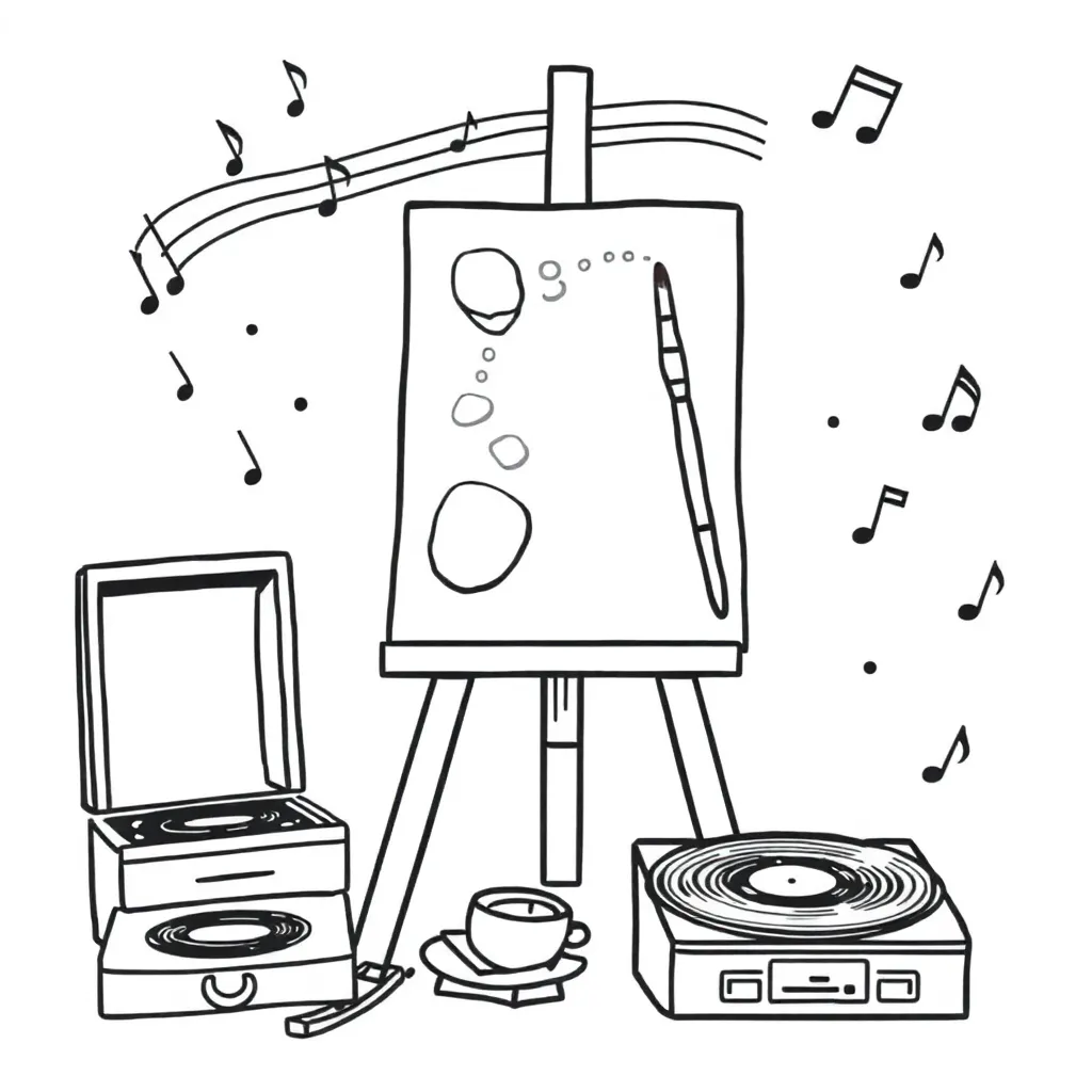 Garden scene with flowers and butterflies