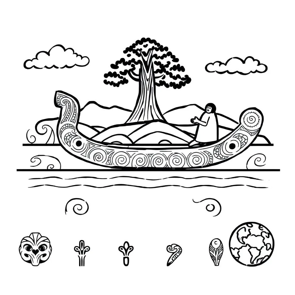 Māori creation story illustration showing Tāne Mahuta and Hineahuone