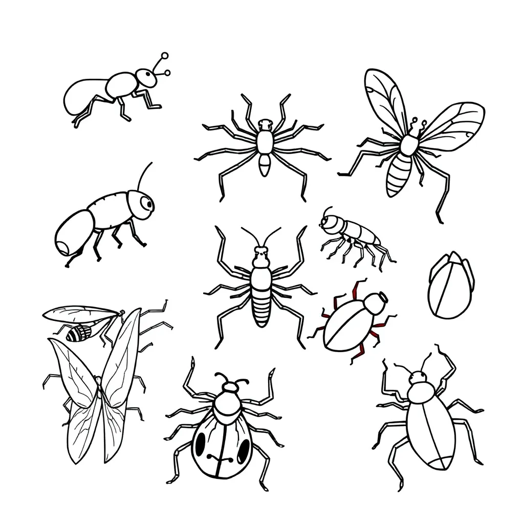 Various house insects illustration