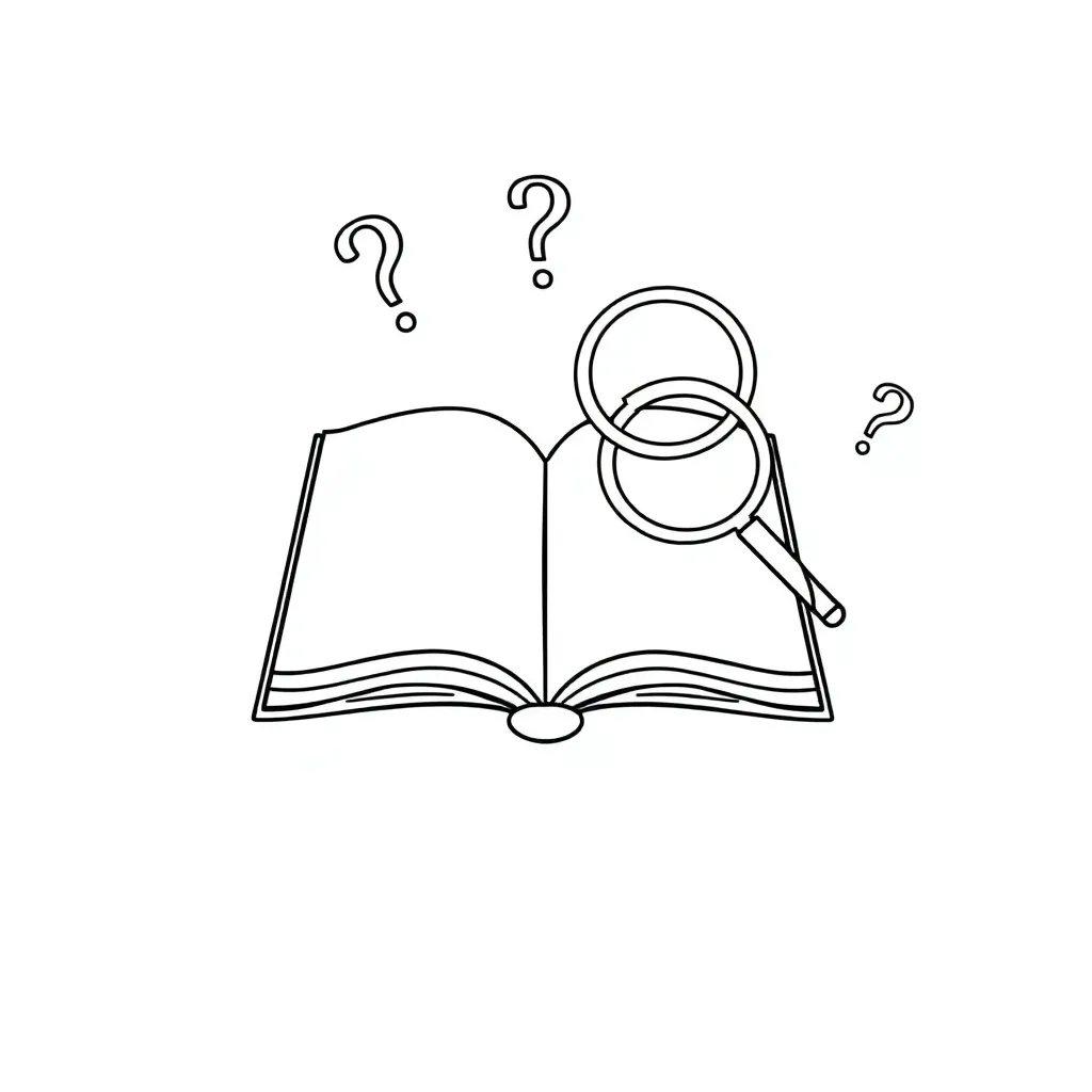 Detective with magnifying glass examining text