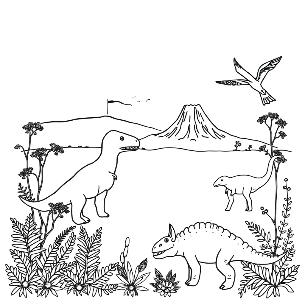 Friendly dinosaurs with eggs