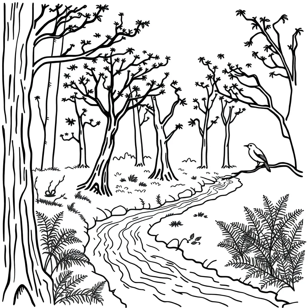 Different habitats with animals and plants