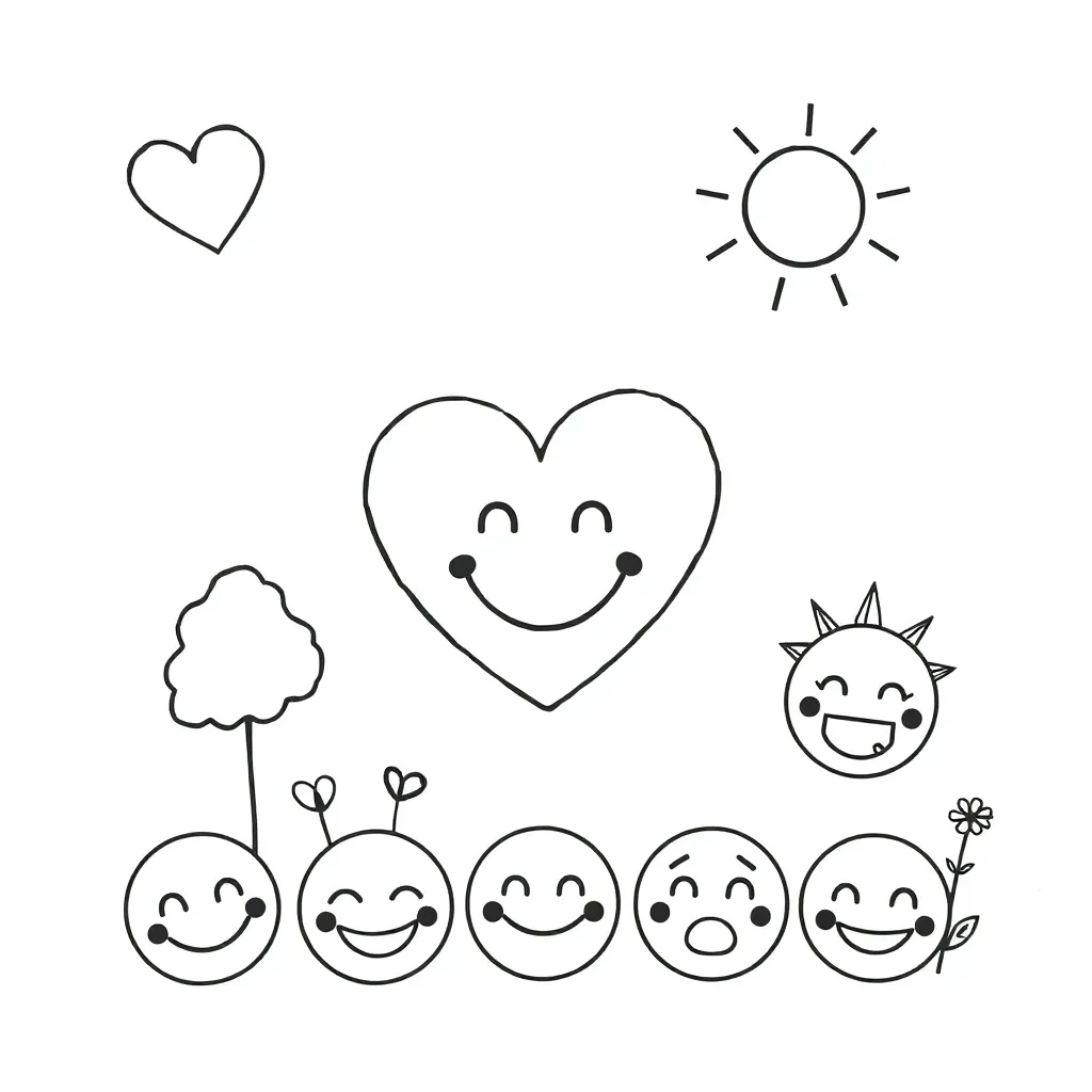 Happy and sad emotion faces