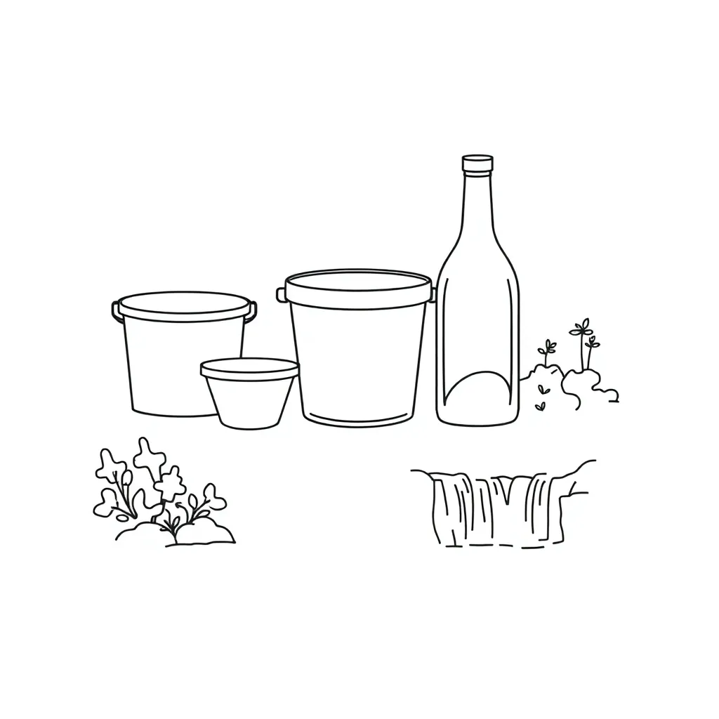 Measuring jugs and containers illustration