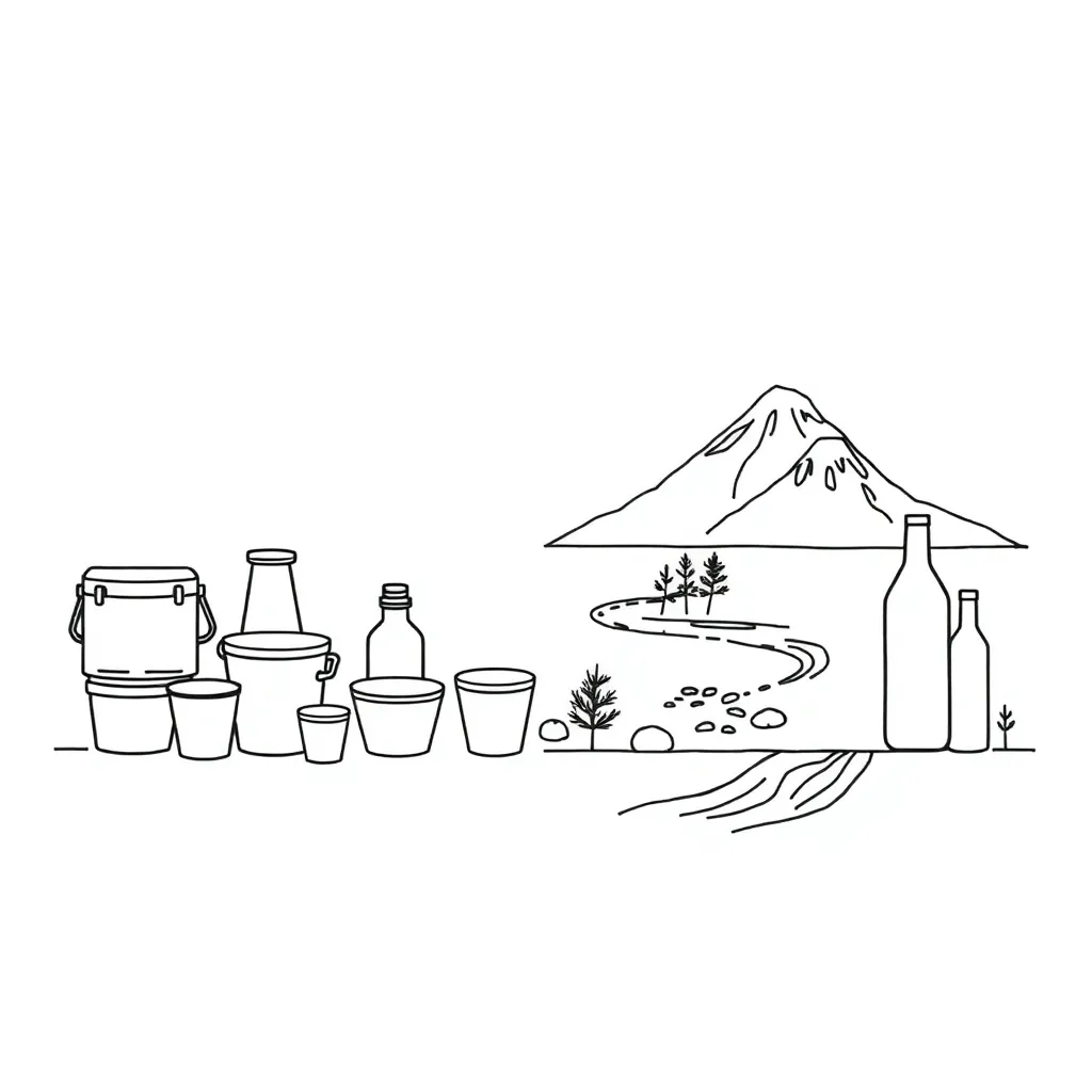 Measuring jugs and containers illustration