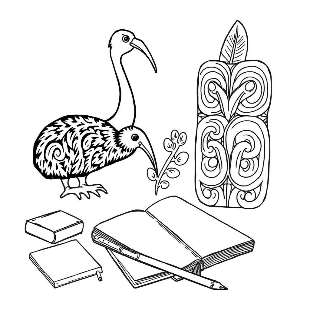Children writing and reading books