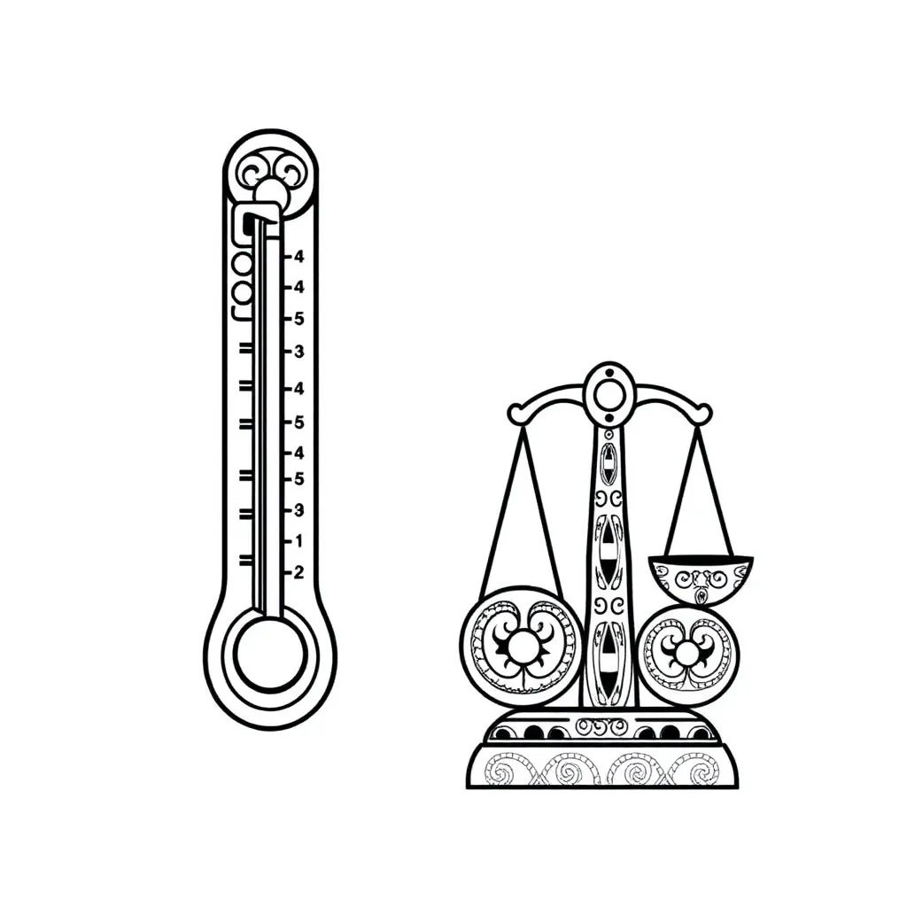 Scale and thermometer illustration