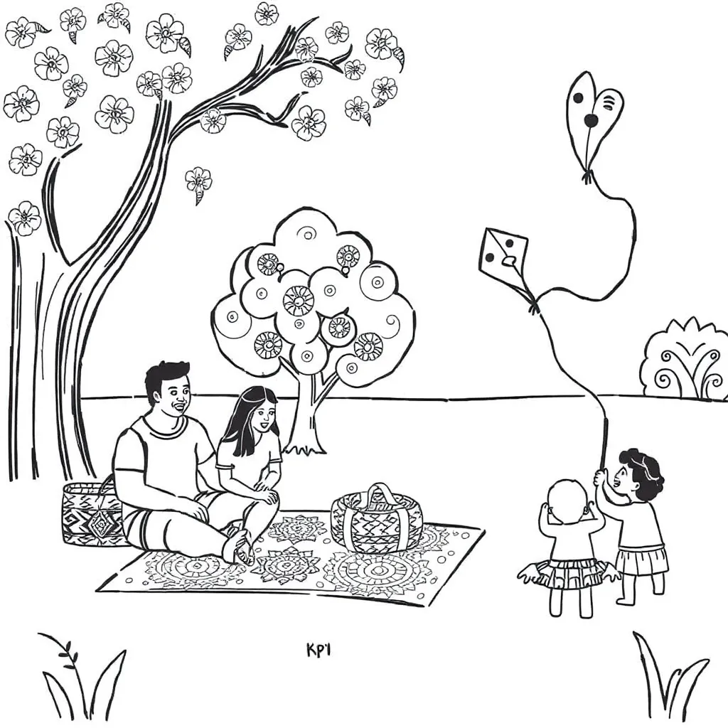Māori family illustration