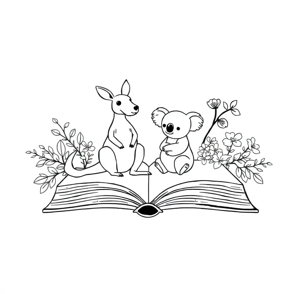 Student reading a book with thought bubbles showing story elements