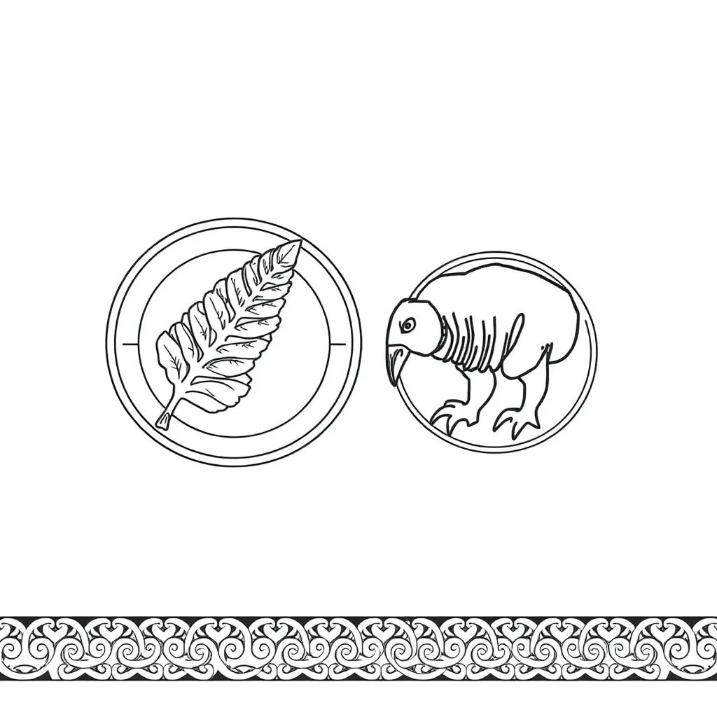 New Zealand coins and notes illustration