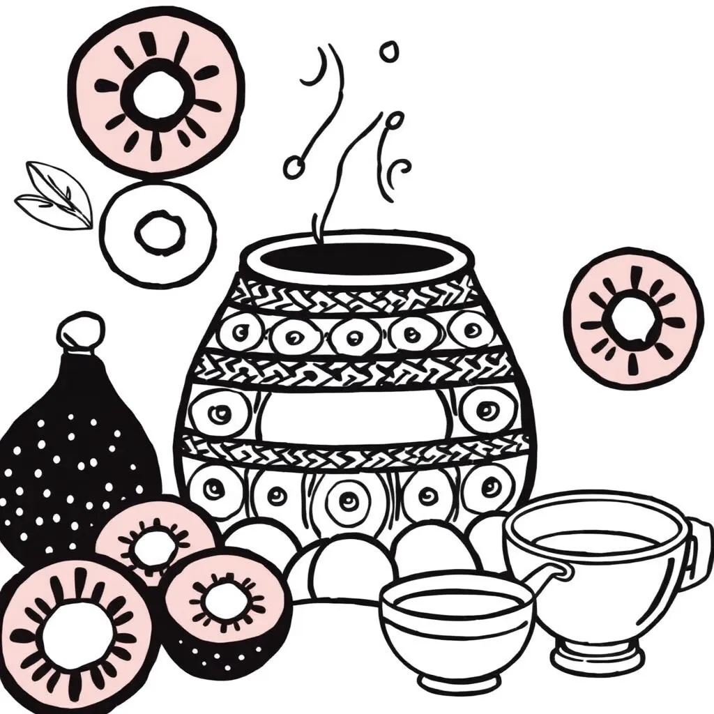 Cooking utensils and fractions illustration