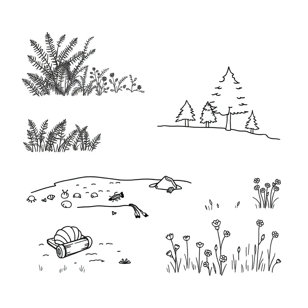 Beetle and insect habitat illustration