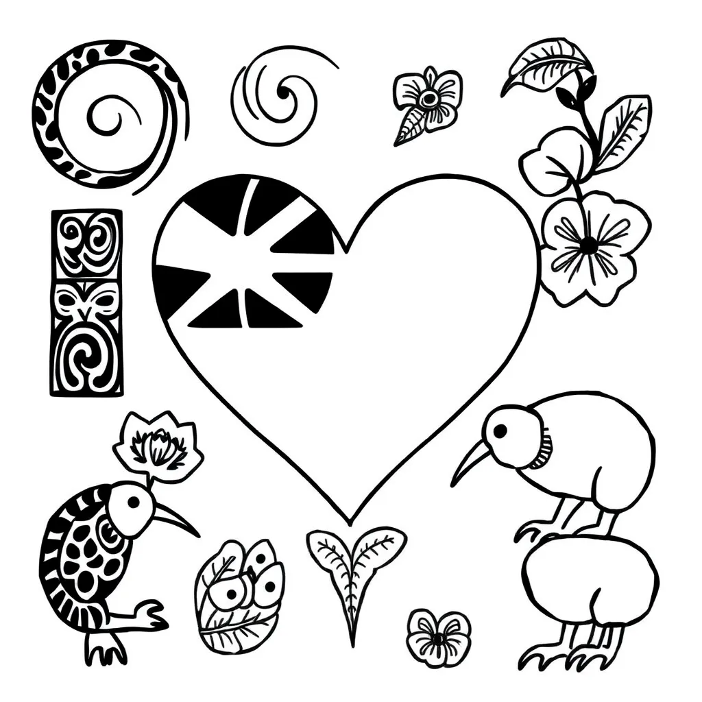 Heart with spelling words illustration