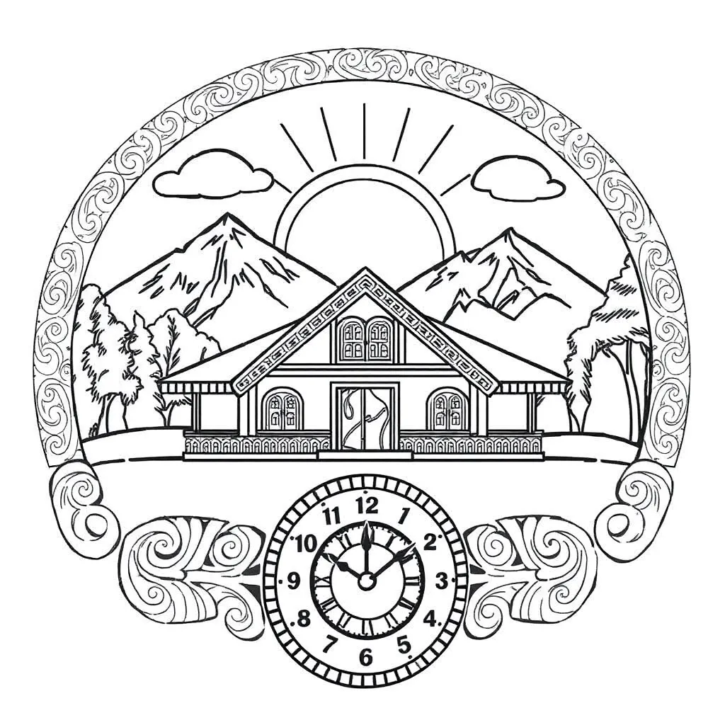 Māori clock and places illustration