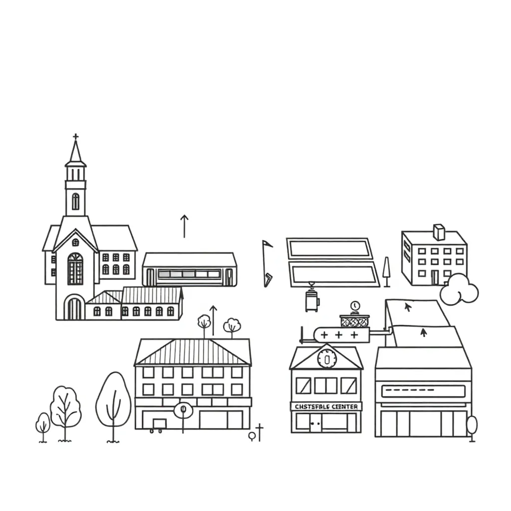 Spanish directions and places illustration