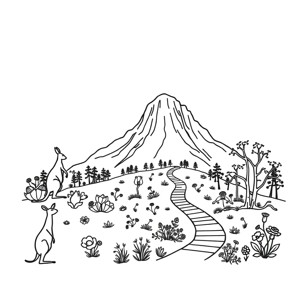Mount Coot-tha landscape illustration