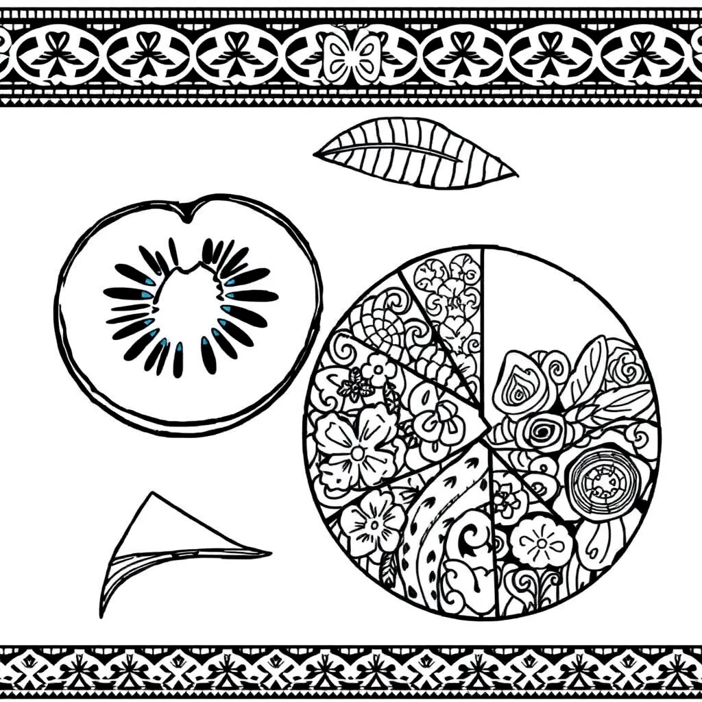Fractions illustration with pizza slices and pie charts