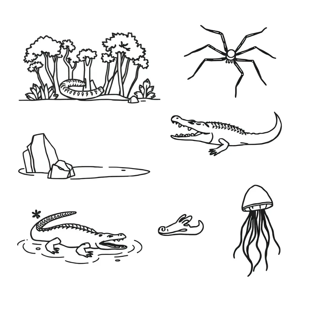Dangerous animals illustration