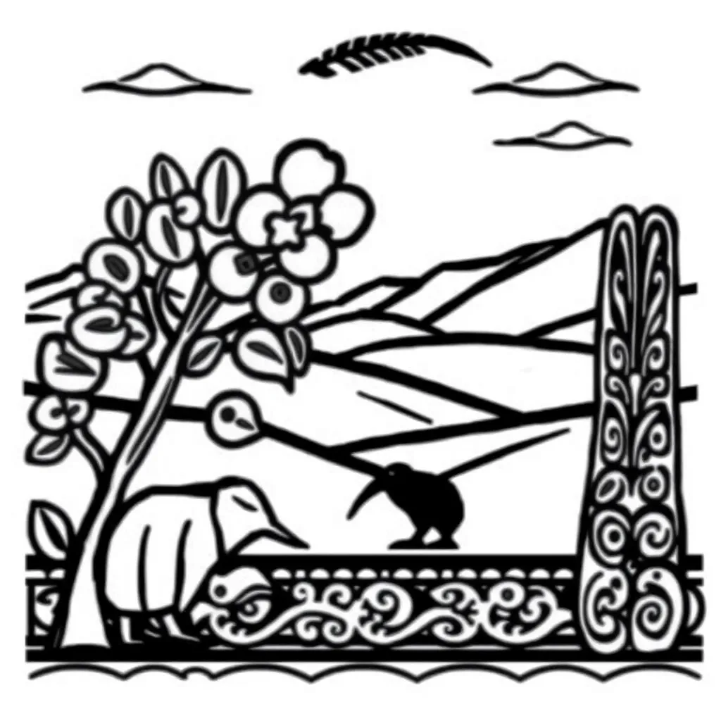 Camera and landscape illustration