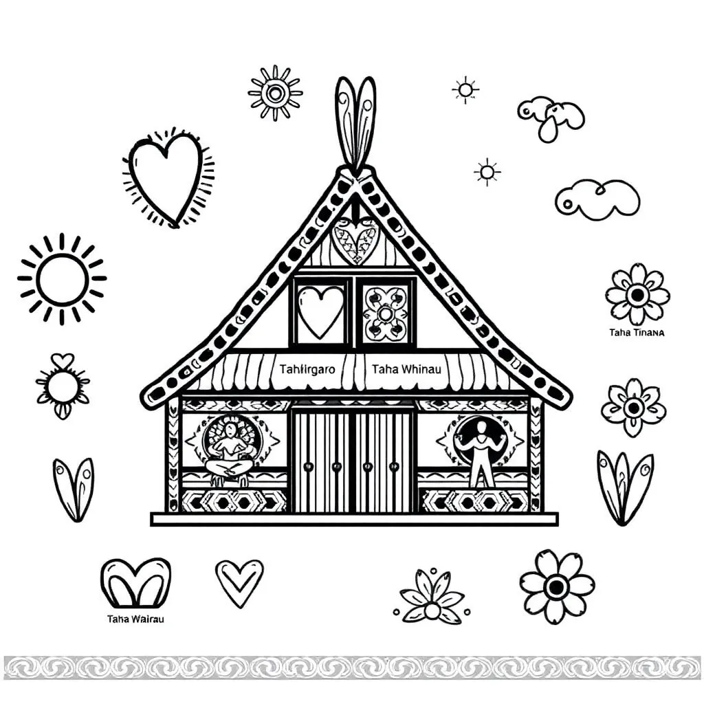 Traditional Māori whare illustration