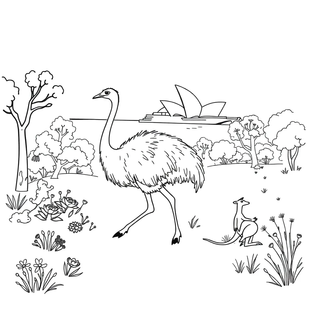 Edward and Edwina emus illustration