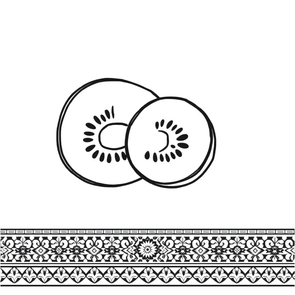 Pizza and fruit fractions illustration