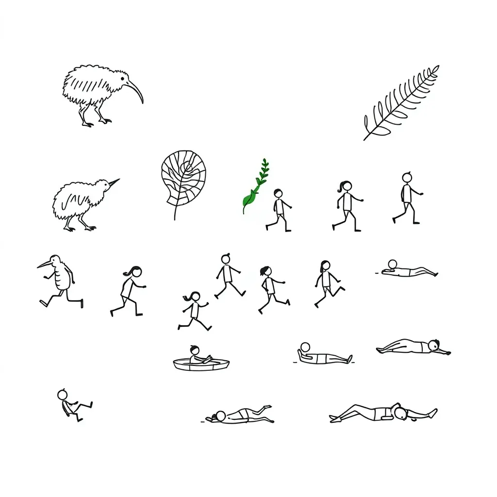 Te reo Māori pronouns and verbs illustration