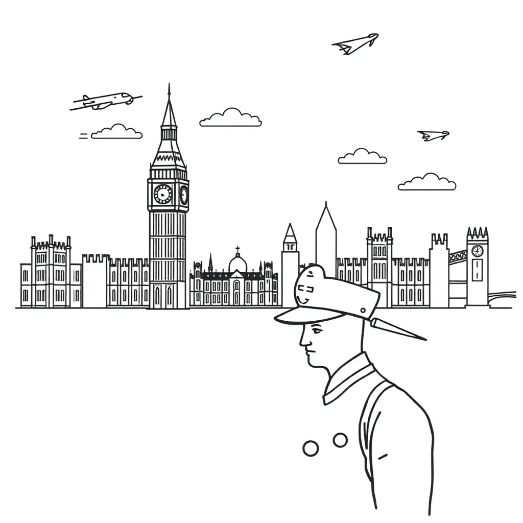 London during the Blitz with searchlights and planes