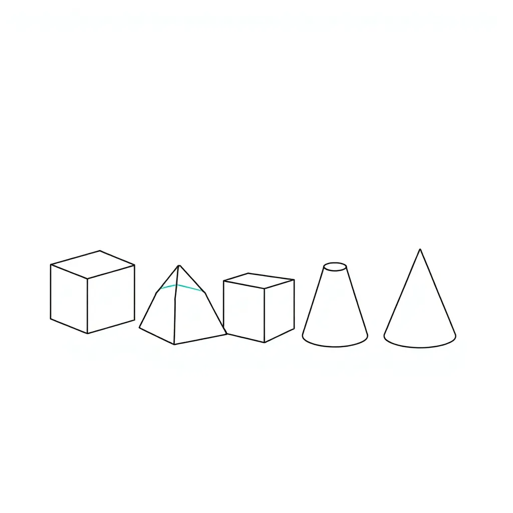 3D shapes and nets illustration
