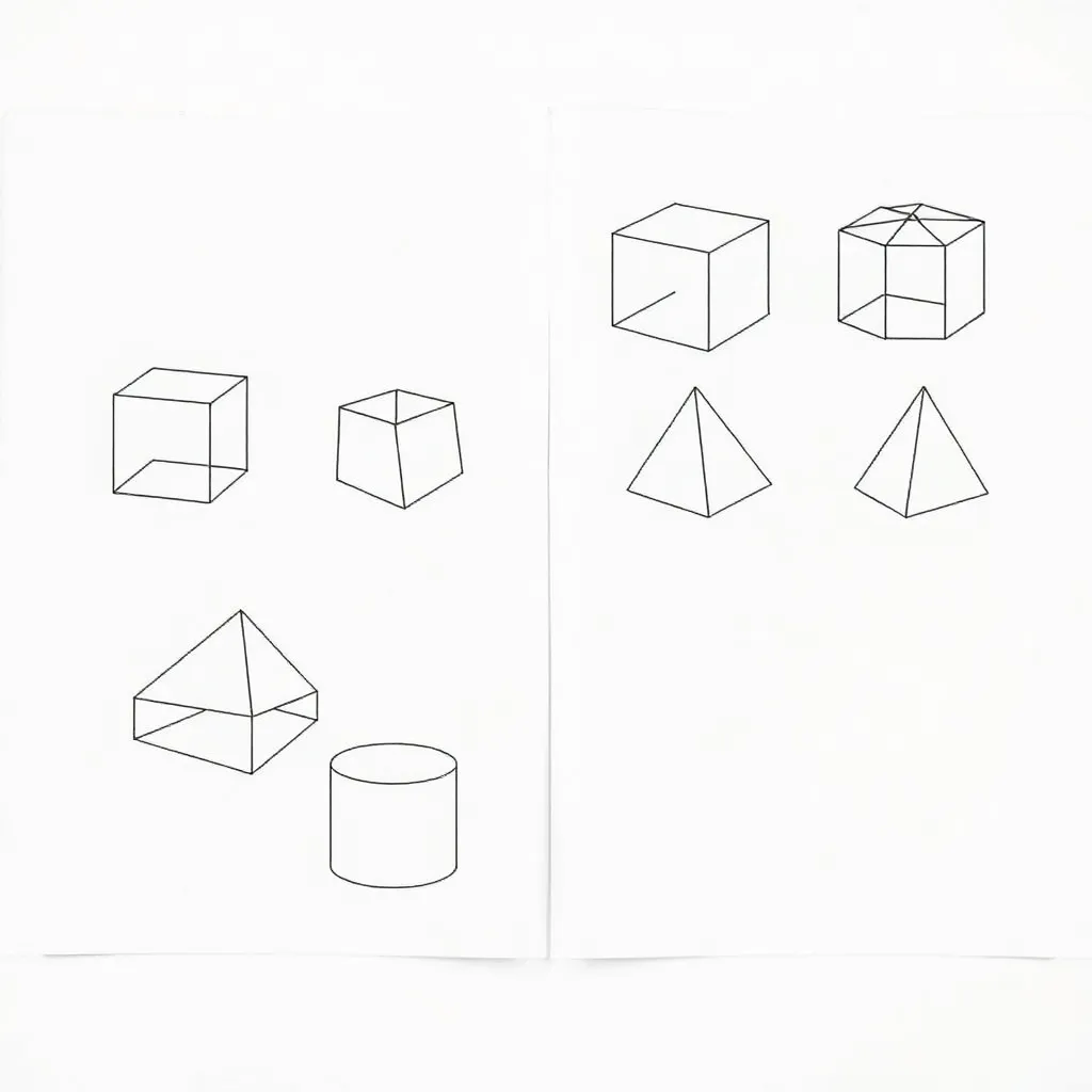 3D shapes and nets illustration