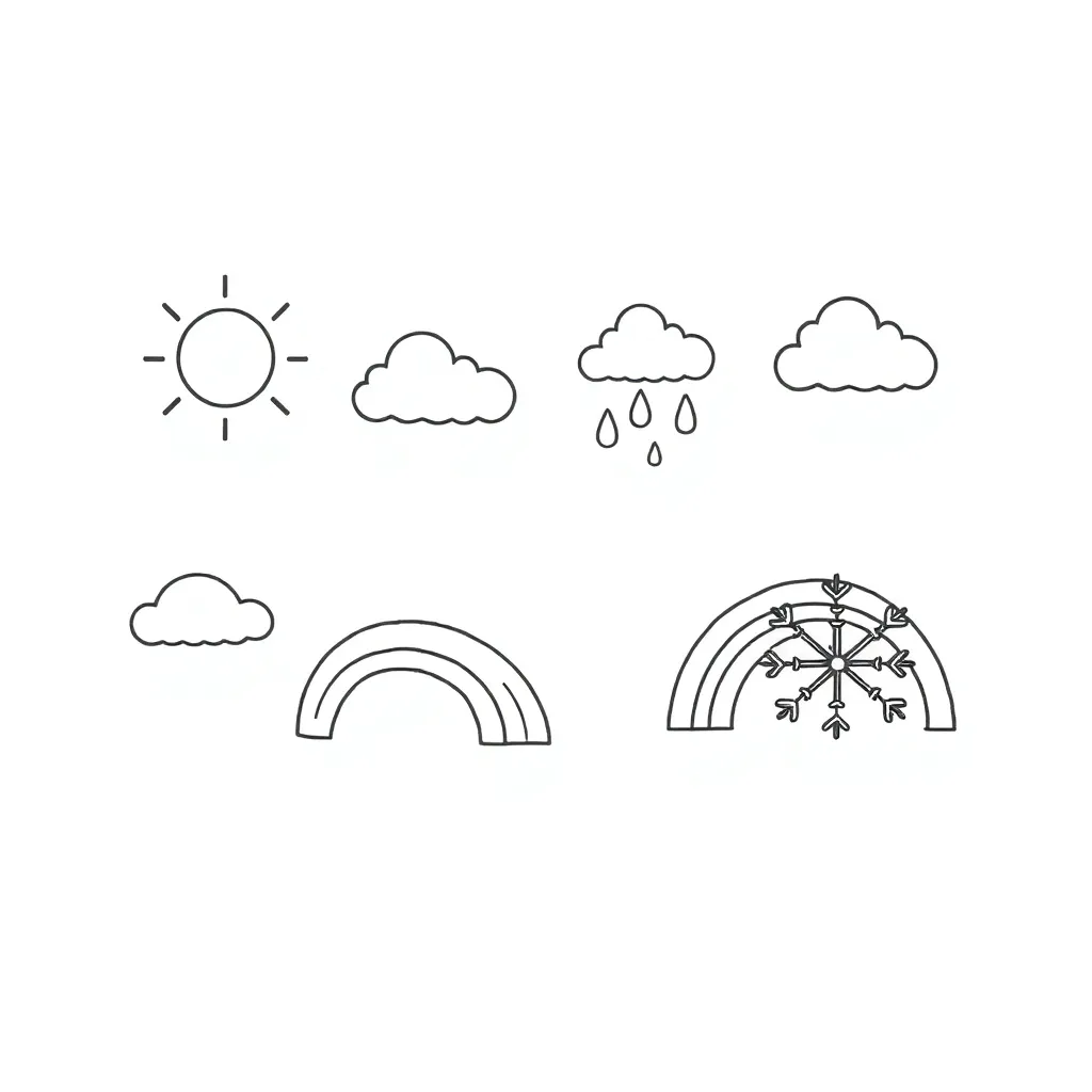 Weather symbols and clouds illustration