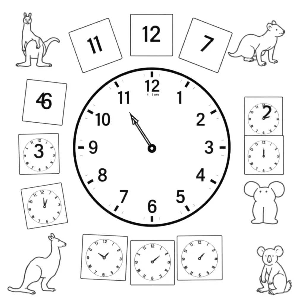 Clock and children learning time