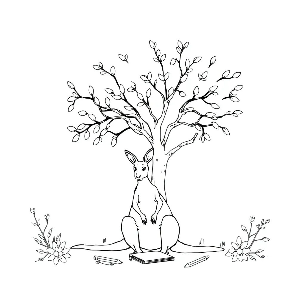 Animals writing worksheet illustration