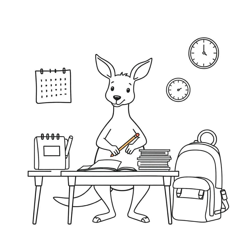 Student studying with books and laptop