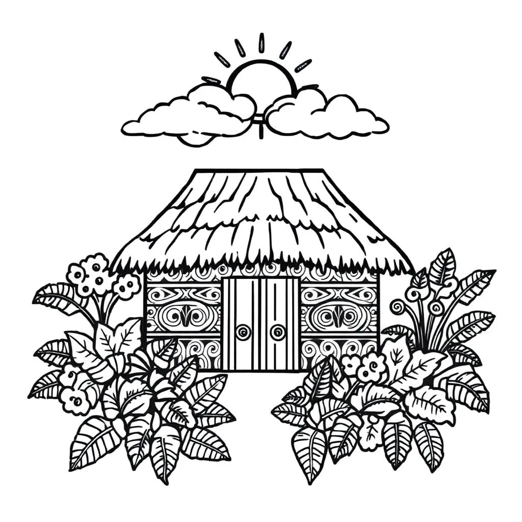 Māori cultural symbols and karakia illustration